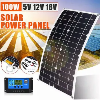 100W Portabil cu Panou Solar Kit 18V/5V Dual USB Power Bank Bord Extern de Încărcare a Bateriei de Celule Solare Încărcător de Mașină cu Controler