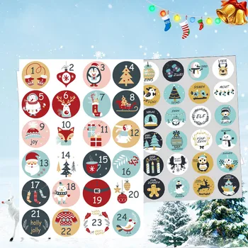 144Pcs/Set Merry Christmas Advent Calendar Numărul de etichete de Hârtie
Bomboane Cookie Sigiliu Autocolante DIY Cadou de Ambalare Etichete Xmas Decor