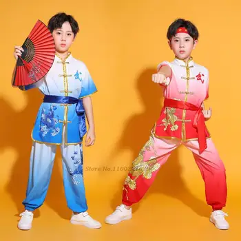 2022 tradițională chineză copii kung fu costum național dragon print wushu costum uniforma kung fu costum retro wing-chun îmbrăcăminte