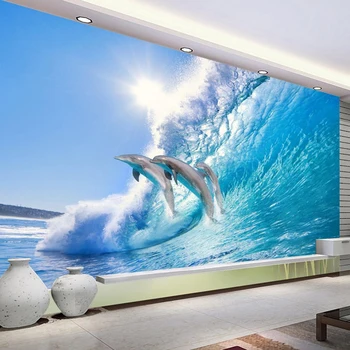 3D personalizat Fotografie Tapet Ocean World Dolphin TV de Fundal Decoratiuni de Perete Camera de zi Dormitor Decor Acasă pictura Murala de Perete Tapet