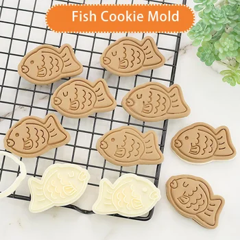 3Pcs/set-coreean Pește Sandwich de Biscuiti Mucegai de Copt Instrument de Acasă Părinte-copil 3D Presă de Mână de Copt Cookie Mucegai Tort de Decorare