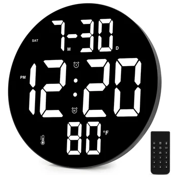 9 Inch LED Ceas Digital Display Cu Control de la Distanță,Data,Temperatura Interioară,12/24H,Pentru Dormitor,Birou