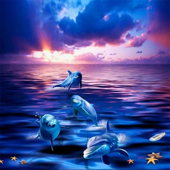 beibehang Frumos delfin din ocean Ocean Lume 3D baie camera de zi etaj personalizat mare frescă din pvc usor de purtat film