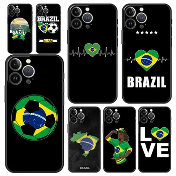 Brazilia steag Brazilian de Fotbal de Lux Protecția Telefon Moale Caz Pentru iPhone 13 14 12 11 Pro MAX Mini XR X SE XS 7 8 Plus