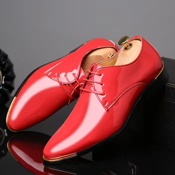 Calitate Piele de Brevet 2023 Nou Pantofi pentru Bărbați Pantofi de Nunta Alb Dimensiune 38-48 Negru din Piele Moale Om Pantofi Rochie