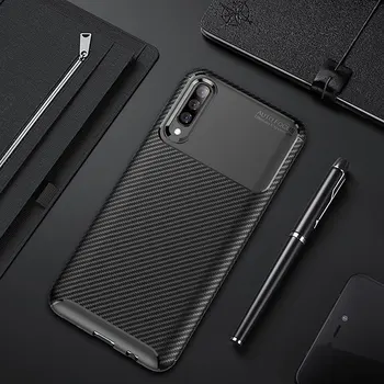 Caz de telefon Pentru Samsung A70 A50 A30 A10 A20 A40 10s 20s Fibra de Carbon Silicon Capacul din spate Pentru Samsung Galaxy S10 Nota 10 Plus S9