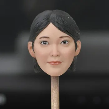 Cele mai recente Stil KM18-22 1/6 Scară Asiatice Cap de Femeie Sculpta Părul Scurt și Negru Smilling Fata Cap Sculptat Modelul de 12
