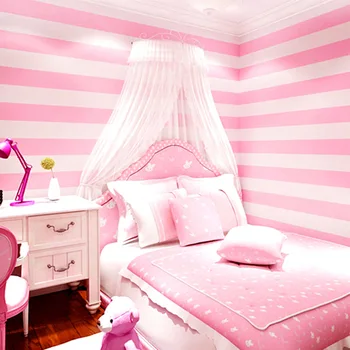 Contemporan și contractate coreean tapet cu dungi Roz printesa camera copiilor dulce fata de camera de dormitor tapet non-țesute