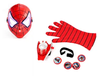 Cosplay Spider erou farfurie Zburătoare Launcher Mănușă și LED flash de lumină Masca seturi de petrecere cu Costume slinger juguete jucărie