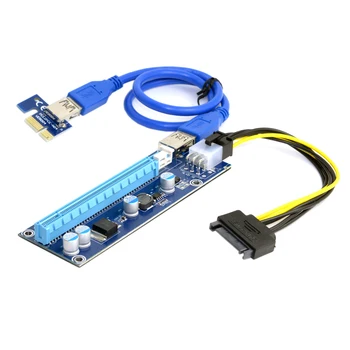 CY Cablecc PCI-E 1x la 16x Masina de Minerit Îmbunătățită Extender Coloană Adaptor cu USB 3.0 si Cablu de Alimentare 6pini