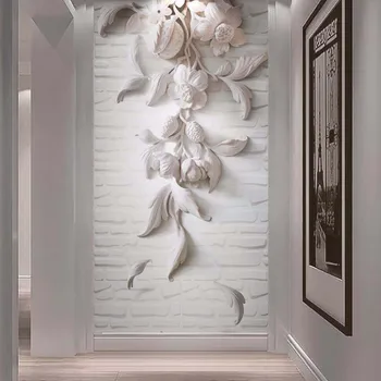 De Hârtie de perete 3D Parchet Artă Murală Flori Albe Home Decor Modern, Tapet pentru Pereți 3 d Pentru Camera de zi papel parede Personalizate