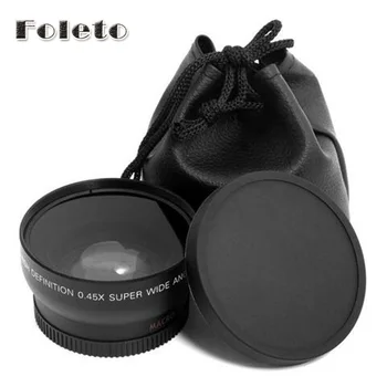 Foleto 52mm 0.45 x cu Unghi Larg & Macro Obiectiv de Conversie Fata-Spate, Capac pentru canon EF50/1.8 II nikon d3100 d3200 18-55mm VR II obiectiv