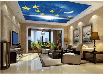 Foto personalizat imagini de fundal 3d tapet tavan Fantezie cer de noapte înstelat, luna, stele tavan camera de zi zenith tapete murale