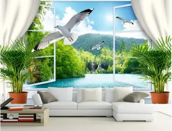 Foto personalizat imagini de fundal picturi murale 3d tapet pentru pereți pădure 3D fereastră decor mural TV de fundal gazete de perete decor acasă