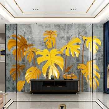 Foto personalizat Tapet de Lux Lumina de Aur Linii de Relief Frunze de picturi Murale TV Camera de zi Canapea Dormitor Fundal de Decor Acasă Fresco