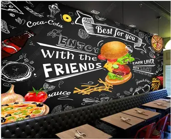 Fotografie 3d tapet personalizat murală European și American Burger cu cartofi Prajiti si Magazin cameră tapet pentru pereți în rulouri acasă decor cameră