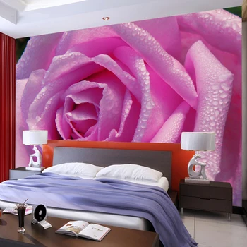 HD Picătură de Apă de Trandafir Roz Tapet Fotografie 3D pictura Murala de Perete Decor Romantic Nunta Casa Living Cald Tapet Papel De Parede 3D