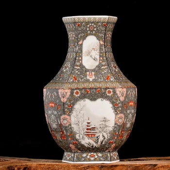 Jingdezhen email de culoare vaza ceramica, mobilier camera de zi aranjament de flori noul stil Chinezesc studiu veranda decorarea vase