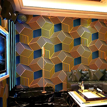 KTV Tapet Karaoke Hall Flash Perete Pânză 3D Reflectorizante Carouri Model Geometric Tema Grafica Cutie de Fundal Tapet de Perete