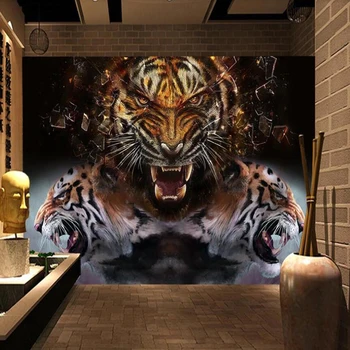Milofi personalizate 3D tapet, picturi murale tigri jos de pe munte tigru răcnește râu de munte cameră de zi dormitor decor pictura