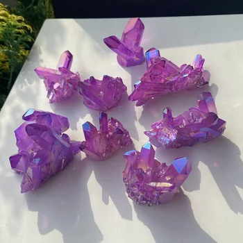 Naturale Cristal Grup De Piatră Titan Violet Angel Aura Cuarț Exemplare Vindecat Strat De Cristale De Decor Acasă