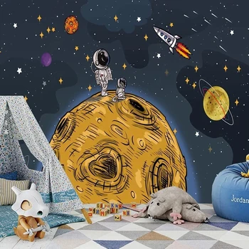 Personalizat Tapet Mural Nordic Ins Pictate manual Spațiu Astronauții 3D Papel De Parede Dormitor pentru Copii de Fundal de Perete Decor Acasă