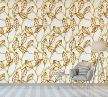 Personalizate 3D tapet mural Nordic minimalist frunze de aur dormitor peretele din fundal