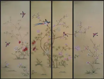 Personalizate, decorațiuni pictate manual tapet de mătase flori pictura cu păsări pictate de mana, de perete de hârtie multe arte/suport opțional