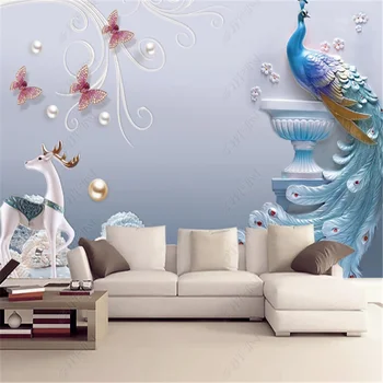 Picturi murale Tapet 3D Pentru Camera de zi Rose Floare magnolia Păun TV Canapea tapet de Fundal de Decor Acasă papel de parede