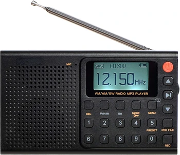 Portabil SUNT Radio FM cu Funcția de Presetare, Digital Reîncărcabilă Radio Suport de Înregistrare, MP3 Player cu Versuri de Afișare (Negru)