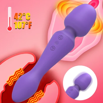 Stimulator Clitoris Inteligent de Încălzire, AV Stick Vibratoare Jucarii Sexuale pentru femei Dublu Motor Magic Wand Massager pentru Femei punctul G