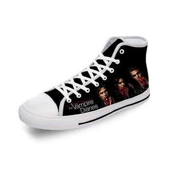 The Vampire Diaries Înaltă Top Adidasi Barbati Femei Adolescent Pantofi Casual Panza Pantofi sport 3D de Imprimare Ușoare pantofi Alb