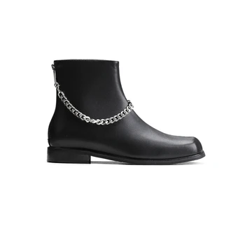 TINERI !! 38-44 Catwalk Stil Lanț de Argint Deget de la picior Pătrat la Modă pentru Bărbați Cizme Glezna Om Rece Punk Pantofi de Toamna