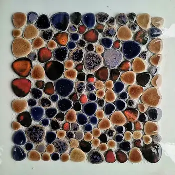Violet Bej Rosu Mozaic Pebble Portelan Bucatarie Backsplash PPMTS15 Ceramică de Perete Baie Parchet Faianta