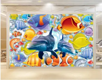 WDBH personalizate murale 3d tapet fotografie Deep sea dolphin școală temă de fundal de decor acasă living tapet pentru pereți 3 d