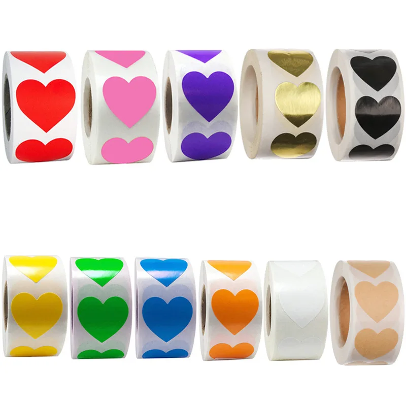 Chroma Inima Etichete Autocolante Drăguț Cod de Culoare Dot Etichete Autocolante Autocolante Personalizate de Papetărie personalizate lucrate manual cu dragoste 0