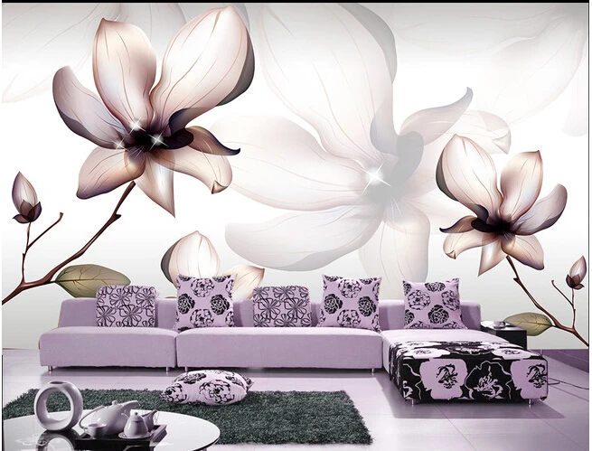 Personalizate 3D, picturi murale,frumos modern, cu flori albe papel de parede,canapea camera de zi TV de perete hârtie de perete dormitor 0