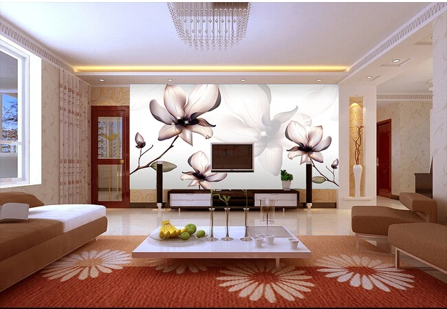 Personalizate 3D, picturi murale,frumos modern, cu flori albe papel de parede,canapea camera de zi TV de perete hârtie de perete dormitor 2