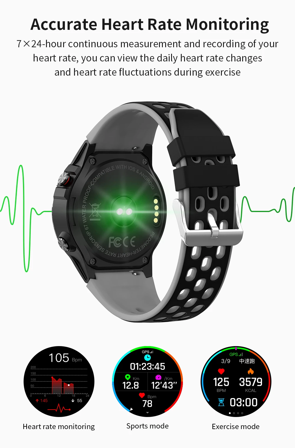 Ceas inteligent Smartwatch GPS Femei Bărbați Busola, Barometru Bluetooth Apel Sport Tracker de Fitness Rata de Inima Ceas Bratara SIM M7S 3