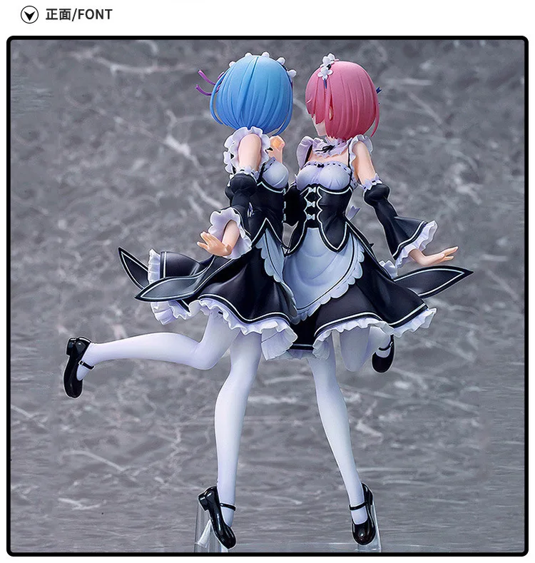 Cadouri pentru copii Figura 25cm Re:ZERO Incepand de Viață într-o Altă Lume Anime Figura Rem Ram Menajera Duo Ver. Model Cutie De Jucărie 3