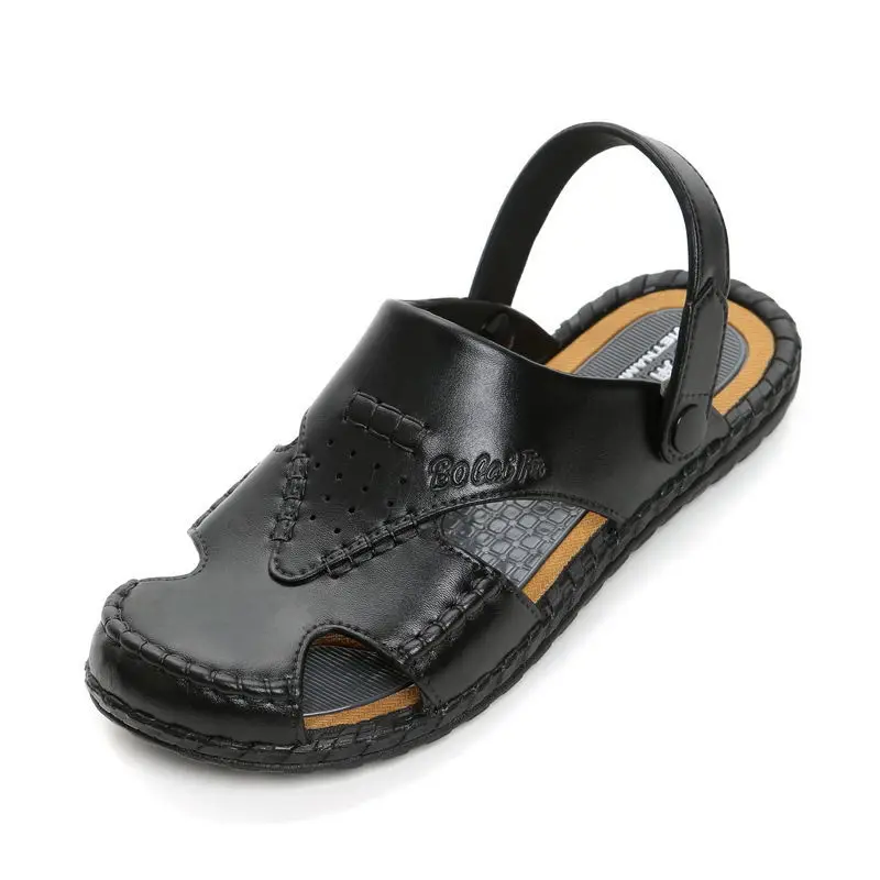 De înaltă Calitate Moda Barbati Sandale Nou Respirabil cu Dublă utilizare din Piele Sandale Casual Toe Cap Munca de Sport Slide-uri pentru Bărbați 3