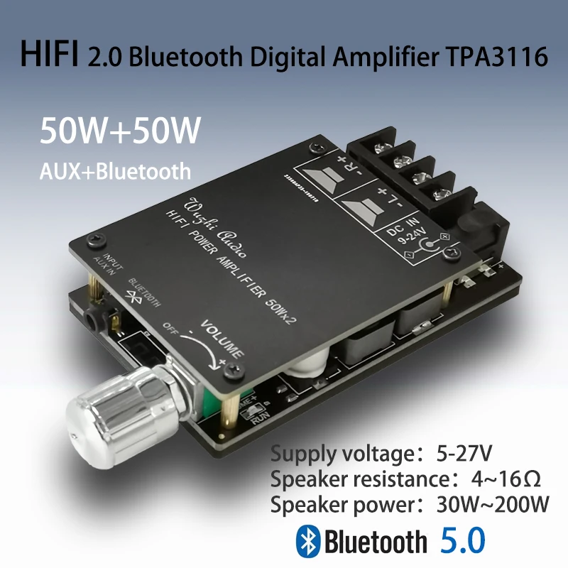HIFI Stereo Bluetooth 5.0 50W+50W TPA3116 Digital Putere Amplificator Audio de bord TPA3116D2 AMP Amplificador Home Theater 1