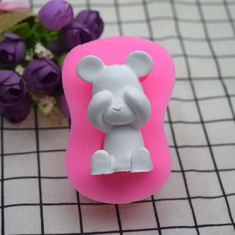 Urs drăguț Mucegai Silicon de Copt Accesorii 3D DIY Zahăr Ambarcațiunile de Ciocolata Cutter Mucegai Tort Fondant Ziua Îndrăgostiților Decor Instrument 0