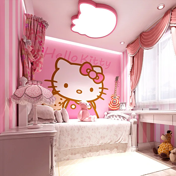 Contemporan și contractate coreean tapet cu dungi Roz printesa camera copiilor dulce fata de camera de dormitor tapet non-țesute 1