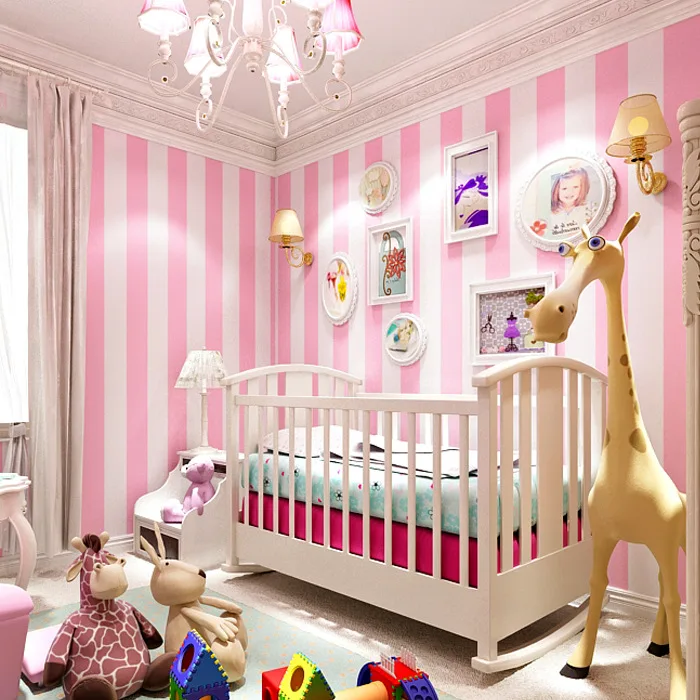 Contemporan și contractate coreean tapet cu dungi Roz printesa camera copiilor dulce fata de camera de dormitor tapet non-țesute 3