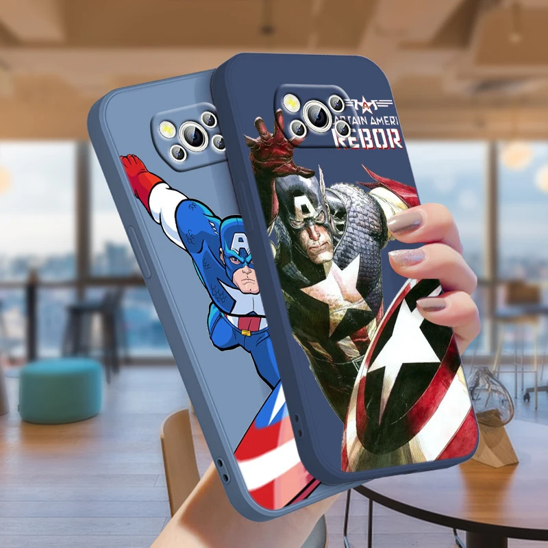 Supereroul Captain America Pentru POCO M5 M4 X4 F4 C40 X3 NFC F3 GT M4 M3 M2 C3 Pro X2 4G 5G Lichid Stânga Coarda Silicon Caz de Telefon 3