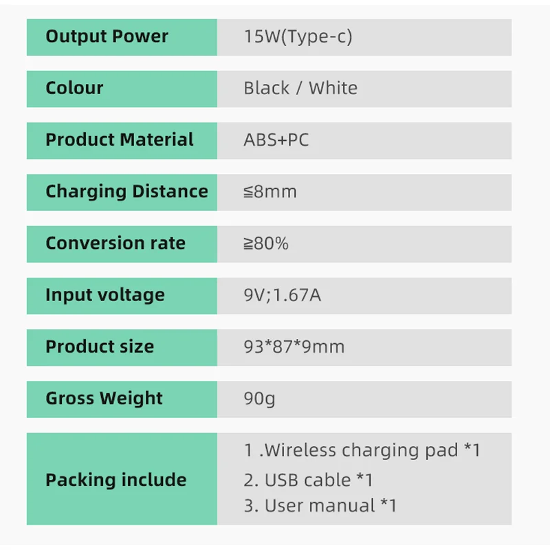 EXPUNKN Încărcător Wireless 15W pentru iPhone USB Rapid Carga Rapida Carregador Sem Fio Wireless Charging Pad pentru Samsung, Xiaomi, Huawei 4