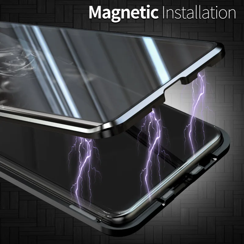 Magnetice de Adsorbție Caz pentru Samsung S20 FE S20 S21 Ultra Nota 20 10 9 8 S10 S9 S8 Plus A51 A71 A72 Dublă față-Verso Capac de Sticlă 2